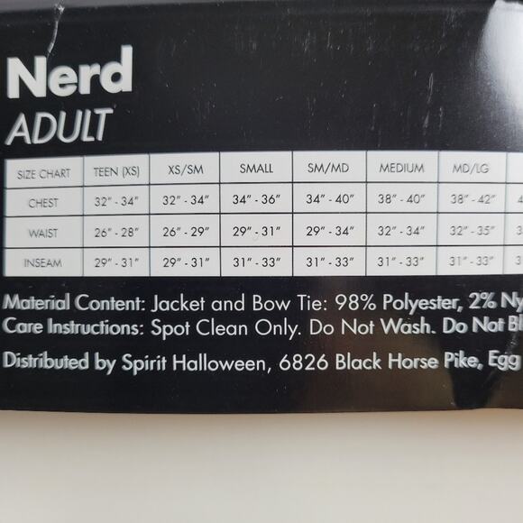 Spirit Halloween Med Nerd Costume Plaid Jacket Pocket Protector Bow Tie Glasses - Picture 11 of 11